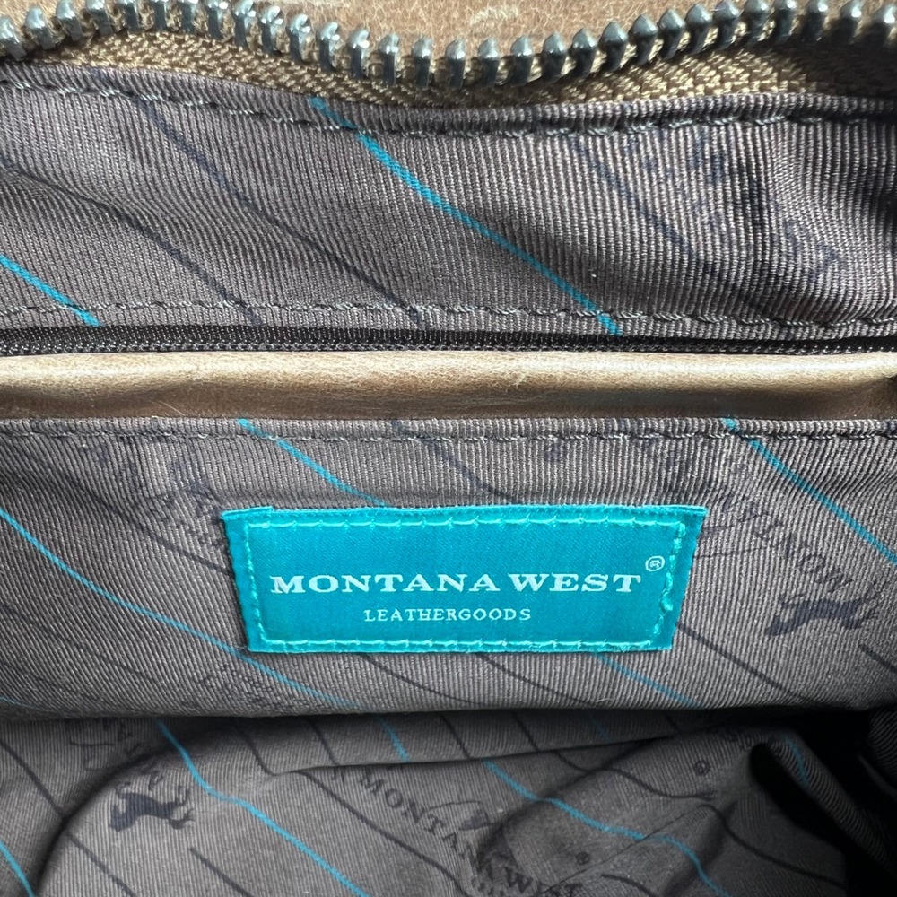 Montana‎ West Womens Leather Concealed Carry Crossbody Bag Brown Western Studded - Picture 4 of 13